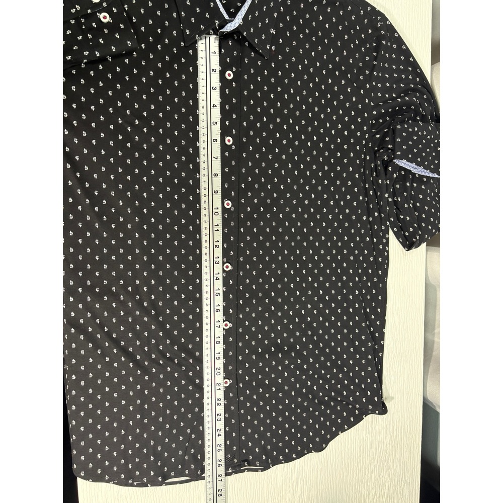 Buttercloth Mens 2XL Regular Fit Long Sleeve Button Shirt Black Print MC0016 - Picture 7 of 7